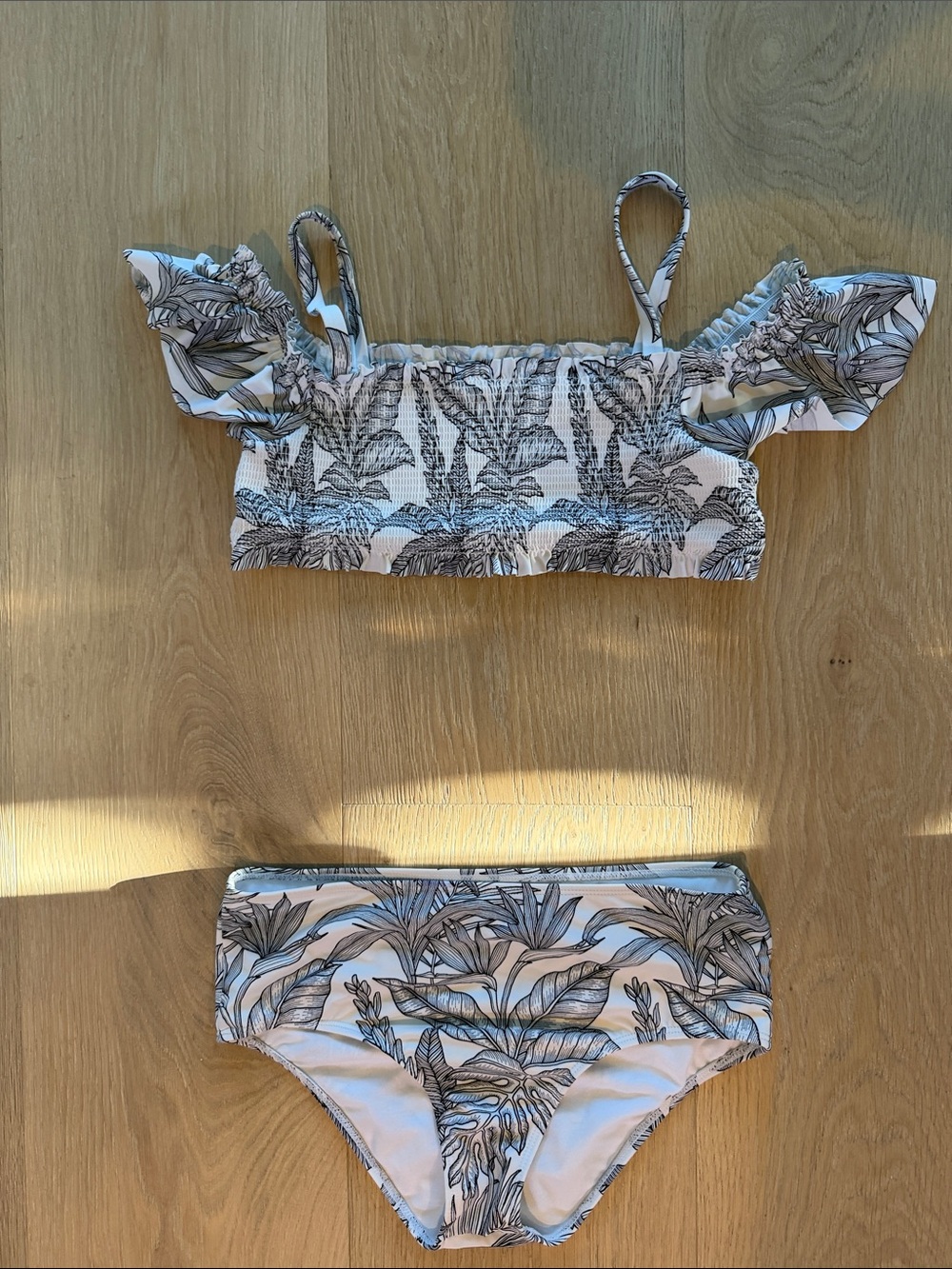 Janie and Jack black and White Ruffle Smocked Bikini